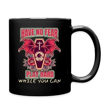 Sarg Fledermaus-Flügel Tod, Have-No-Fear-Play-Hard - Tasse einfarbig - Schwarz - Rechts