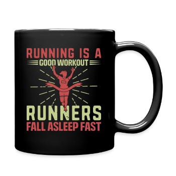 Marathon runner running - Full Colour Mug - black - Right