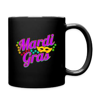 Lettrage violet avec perles et masque pour Mardi - Mug uni - noir - Droite