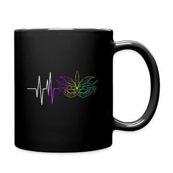 Heartbeat de masque violet, doré et vert pour - Mug uni - noir - Droite