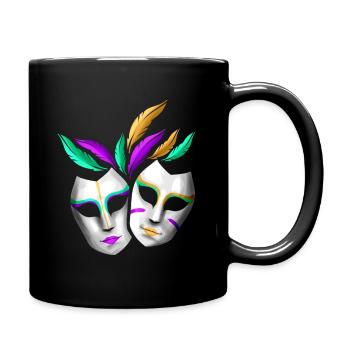 Pair Of White Masks With Feathers For Mardi Gras - Tasse einfarbig - Schwarz - Rechts
