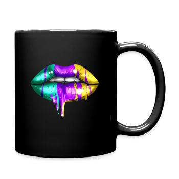 Grandes Lèvres En Vert, Violet Et Jaune Doré pour - Mug uni - noir - Droite