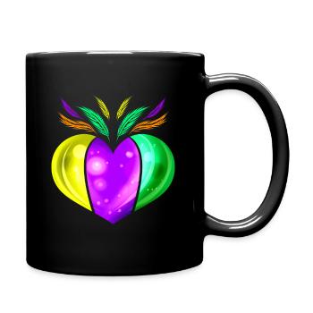 Yellow Golden, Purple And Green Heart For Mardi - Tasse einfarbig - Schwarz - Rechts