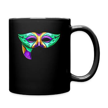 Green Mask For Mardi Gras - Full Colour Mug - black - Right