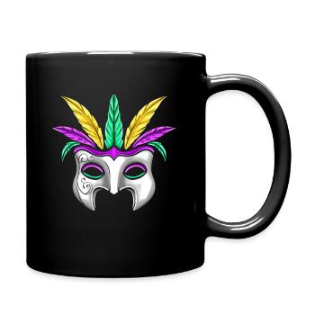 White Mask With Feathers For Mardi Gras - Tasse einfarbig - Schwarz - Rechts