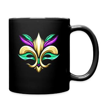 Combination Of Mask And Fleur De Lis For Mardi - Full Colour Mug - black - Right