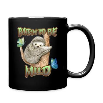 Faultier-Sloth, lustiger Spruch, Born-To-Be-Mild - Tasse einfarbig - Schwarz - Rechts