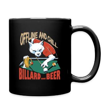 Billard and Beer, Offline Chill, Billard Spruch - Tasse einfarbig - Schwarz - Rechts