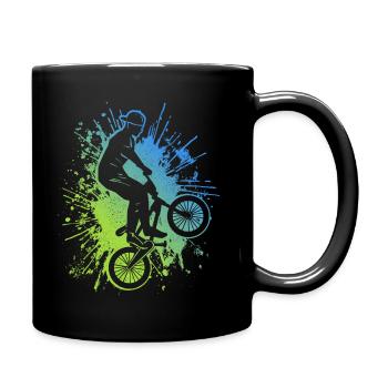BMX Fahrrad Farbklecks Radfahrer Stunt BMX - Tasse einfarbig - Schwarz - Rechts