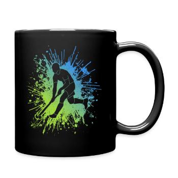 Hockey player splash of color hockey player field hockey - Full Colour Mug - black - Right