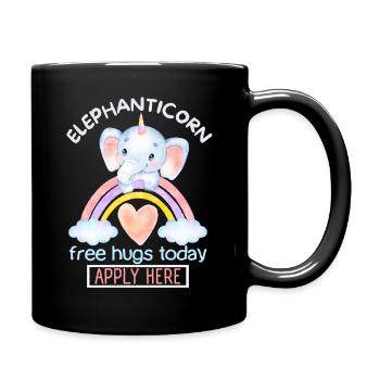 Licorne éléphant, Licorne licorne, Dicton de câlins libres - Mug uni - noir - Droite