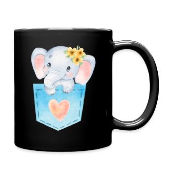 Baby-Elefant in Brusttasche Kawaii-Elefant - Tasse einfarbig - Schwarz - Rechts