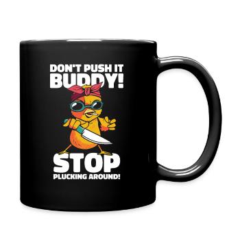 Mean Pet Cute Chicken Plucking Bird Chicken Lover - Full Colour Mug - black - Right