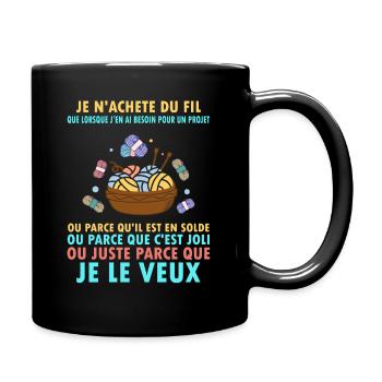 J'aime tricoter t-shirt cadeau - Mug uni - noir - Droite