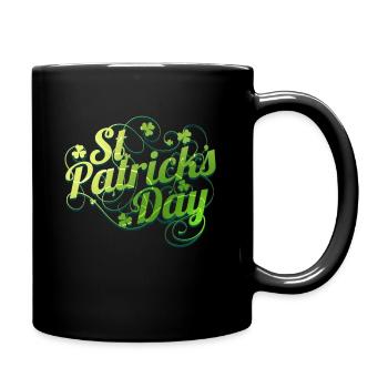 Shamrocks And Ornaments Logo For St Patricks Day - Tasse einfarbig - Schwarz - Rechts