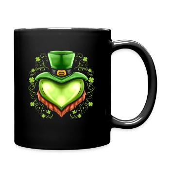 Cœur vert avec chapeau, barbe trèfle sur St - Mug uni - noir - Droite