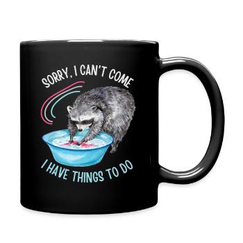 Raccoon motif, funny saying, washing bears - Full Colour Mug - black - Right