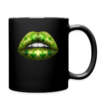Green Lips With Shamrock For St Patricks Day - Tasse einfarbig - Schwarz - Rechts