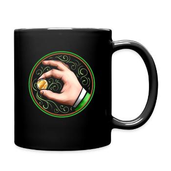 A Hand Holding An Irish Golden Coin On St - Full Colour Mug - black - Right