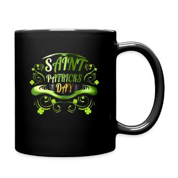 Green Hat And Shamrocks Logo For St Patricks Day - Tasse einfarbig - Schwarz - Rechts