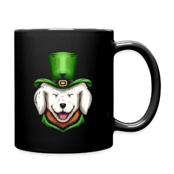 Cute White Dog Golden Retriever Green Hat St - Tasse einfarbig - Schwarz - Rechts