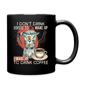 Mokkakanne, Kaffeetasse, Spruch für Kaffeetrinker - Tasse einfarbig - Schwarz - Rechts