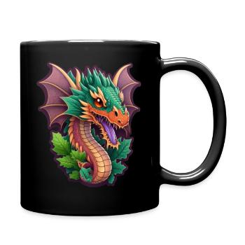 Furchtloser Feuerdrache - Tasse einfarbig - Schwarz - Rechts