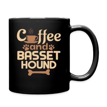 coffe and basset hound - Full Colour Mug - black - Right