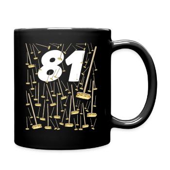 81 Geburtstag Besen Großeltern Humor - Tasse einfarbig - Schwarz - Rechts