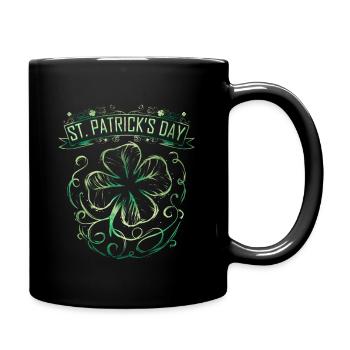 Vintage Label Four Leaf Clover Shamrock On St - Tasse einfarbig - Schwarz - Rechts