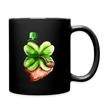 Leprechaun Shamrock avec pipe, chapeau et barbe St - Mug uni - noir - Droite