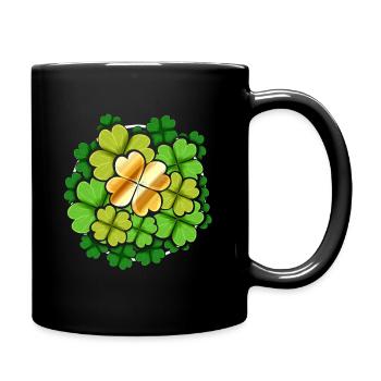 Golden Four Leaf Clover Shamrock Logo For St - Tasse einfarbig - Schwarz - Rechts