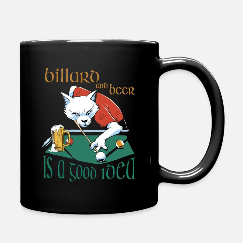 Billard and Beer is a good idea, Billard Spruch - Full Colour Mug - black