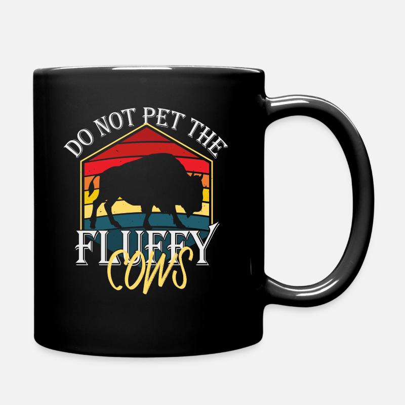 Do Not Pet The Fluffy Cows - Full Colour Mug - black