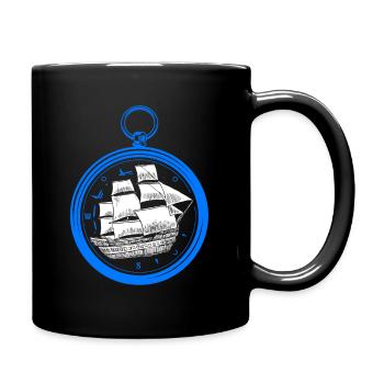 Segeln Segel Segelsport Kompass Bootsfahrt Segelsc - Tasse einfarbig - Schwarz - Rechts