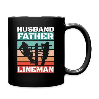 Lineman Électricien de poteau électrique de câble électrique - Mug uni - noir - Droite