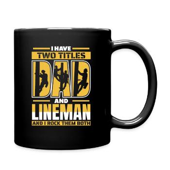 Lineman Électricien de poteau électrique de câble électrique - Mug uni - noir - Droite