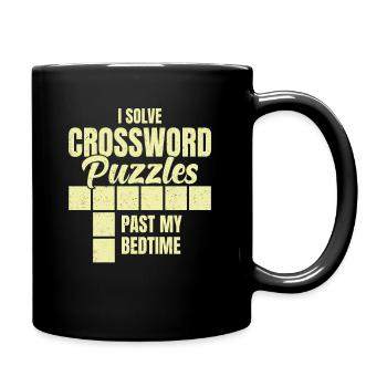 Ich löse Kreuzworträtsel nach meiner Schlafenszeit - Tasse einfarbig - Schwarz - Rechts