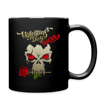 Valentine's Day, ironic saying, Skull, Skull - Full Colour Mug - black - Right