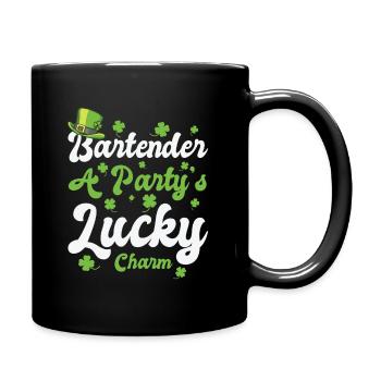 St. Patrick's Day Kleeblatt Kleeblatt Barkeeper - Tasse einfarbig - Schwarz - Rechts
