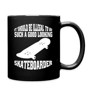 Skateboarding Skater Skateboard Skaten Skate-Fan - Tasse einfarbig - Schwarz - Rechts