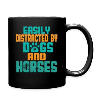 Facilement distrait par les chiens et les chevaux - Mug uni - noir - Droite