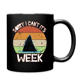 Vintage Sorry I Can't It's Week Funny Shark - Tasse einfarbig - Schwarz - Rechts