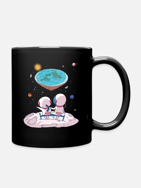 Die Erde ist flach, die Erde ist eine Scheibe - Tasse einfarbig - Schwarz