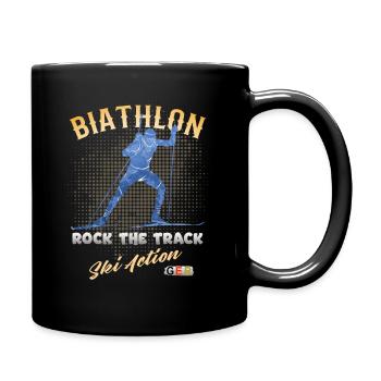 Biathlon Sport Wintersport Ski Langlauf GER - Tasse einfarbig - Schwarz - Rechts