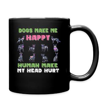 Les chiens me rendent heureux humain me font mal à la tête Doglove - Mug uni - noir - Droite