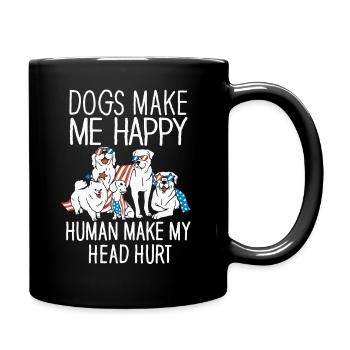 Les chiens me rendent heureux humain me font mal à la tête Doglove - Mug uni - noir - Droite