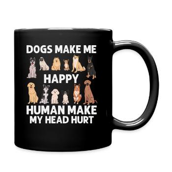 Les chiens me rendent heureux humain me font mal à la tête Doglove - Mug uni - noir - Droite
