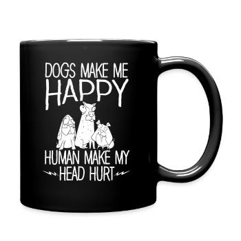 Les chiens me rendent heureux humain me font mal à la tête Doglove - Mug uni - noir - Droite