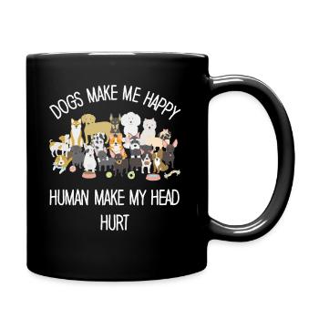 Les chiens me rendent heureux humain me font mal à la tête Doglove - Mug uni - noir - Droite